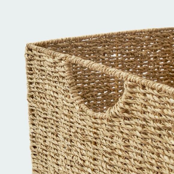 BirdRock Home Woven Storage Shelf Organizer Baskets w/ Handles Natural Seagrass - Picture 3 of 8